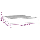 Materasso a Molle Insacchettate Rigidità Media Rosa 140x190x20 cm in Velluto