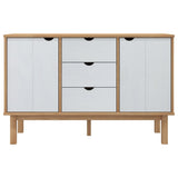Credenza OTTA Marrone e Bianco 113,5x43x73 cm in Legno di Pino