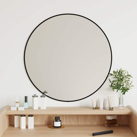 Specchio da Parete Nero  60 cm Rotondo