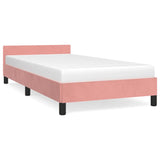 Giroletto con Testiera senza Materasso Rosa 90x200 cm Velluto