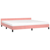 Giroletto con Testiera senza Materasso Rosa 200x200 cm Velluto