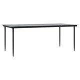Tavolo Pranzo Giardino Nero200x100x74 Acciaio e Vetro Temperato