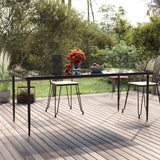 Tavolo Pranzo Giardino Nero200x100x74 Acciaio e Vetro Temperato