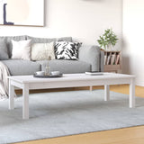 Tavolino da Salotto Bianco 110x50x30 cm Legno Massello di Pino