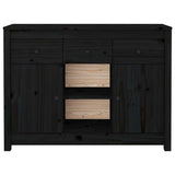 Credenza Nera 100x35x74,5 cm in Legno Massello di Pino