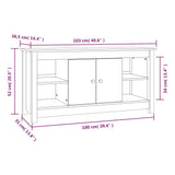 Mobile Porta TV Grigio 103x36,5x52 cm in Legno Massello di Pino