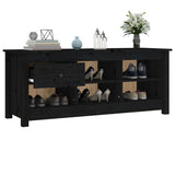 Scarpiera Nera 110x38x45,5 cm in Legno Massello di Pino
