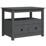 Tavolino da Salotto Grigio 71x49x55cm in Legno Massello di Pino