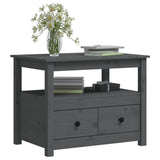 Tavolino da Salotto Grigio 71x49x55cm in Legno Massello di Pino