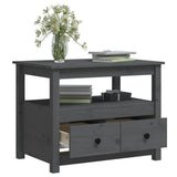 Tavolino da Salotto Grigio 71x49x55cm in Legno Massello di Pino