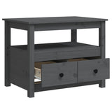 Tavolino da Salotto Grigio 71x49x55cm in Legno Massello di Pino