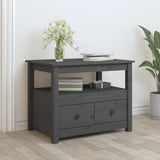 Tavolino da Salotto Grigio 71x49x55cm in Legno Massello di Pino