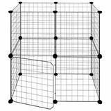 Gabbia per Animali 12 Pannelli con Porta Nero 35x35 cm Acciaio