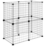 Gabbia per Animali 12 Pannelli con Porta Nero 35x35 cm Acciaio
