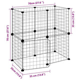 Gabbia per Animali 12 Pannelli con Porta Nero 35x35 cm Acciaio