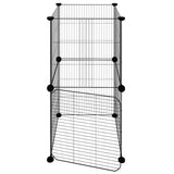 Gabbia per Animali 8 Pannelli con Porta Nero 35x35 cm Acciaio