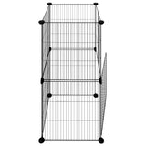 Gabbia per Animali 8 Pannelli con Porta Nero 35x35 cm Acciaio