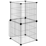Gabbia per Animali 8 Pannelli con Porta Nero 35x35 cm Acciaio