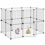 Gabbia per Animali 20 Pannelli con Porta Nera 35x35 cm Acciaio