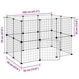 Gabbia per Animali 20 Pannelli con Porta Nera 35x35 cm Acciaio