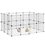 Gabbia per Animali 28 Pannelli con Porta Nero 35x35 cm Acciaio