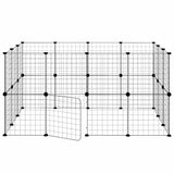 Gabbia per Animali 28 Pannelli con Porta Nero 35x35 cm Acciaio