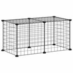 Gabbia per Animali Domestici 8 Pannelli Nero 35x35 cm Acciaio