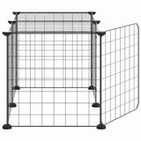 Gabbia per Animali 8 Pannelli con Porta Nero 35x35 cm Acciaio