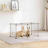 Gabbia per Animali 8 Pannelli con Porta Nero 35x35 cm Acciaio