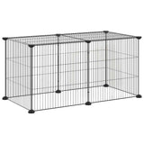 Gabbia per Animali Domestici 8 Pannelli Nero 35x35 cm Acciaio