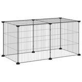 Gabbia per Animali Domestici 8 Pannelli Nero 35x35 cm Acciaio