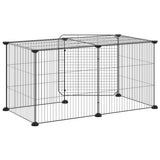 Gabbia per Animali 8 Pannelli con Porta Nero 35x35 cm Acciaio