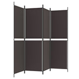 Divisorio a 4 Pannelli Marrone 200x180 cm in Tessuto