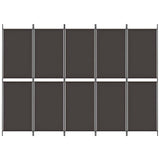 Divisorio a 5 Pannelli Marrone 250x180 cm in Tessuto