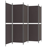 Divisorio a 5 Pannelli Marrone 250x180 cm in Tessuto