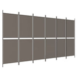 Divisorio a 6 Pannelli Antracite 300 x 180 cm Tessuto