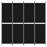 Divisorio a 4 Pannelli Nero 200x200 cm in Tessuto