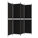 Divisorio a 4 Pannelli Nero 200x200 cm in Tessuto