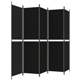 Divisorio 5 Pannelli Nero 250x200 cm Tessuto