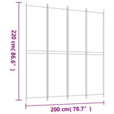 Divisorio a 4 Pannelli Antracite 200x220 cm Tessuto