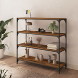 Libreria rovere fumo 100x33x100 cm Legno truciolato e Acciaio