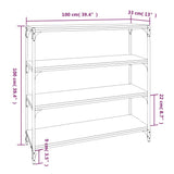 Libreria rovere fumo 100x33x100 cm Legno truciolato e Acciaio