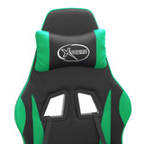 Sedia da Gaming Girevole con Poggiapiedi Nero Verde Similpelle