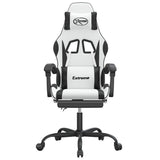 Sedia da Gaming Girevole Poggiapiedi Bianco e Nero Similpelle