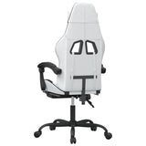 Sedia da Gaming Girevole Poggiapiedi Bianco e Nero Similpelle