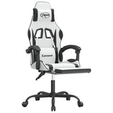 Sedia da Gaming Girevole Poggiapiedi Bianco e Nero Similpelle