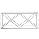 Tavolino da Salotto 110x45x45 cm in Acciaio Inox e Vetro