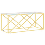Tavolino da Salotto 110x45x45 cm in Acciaio Inox e Vetro