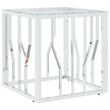 Tavolino da Salotto Argento 50x50x50 cm in Acciaio Inox e Vetro