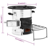 Stufa a Legna da Campeggio Argento 51,5x35x30,5 cm Acciaio Inox